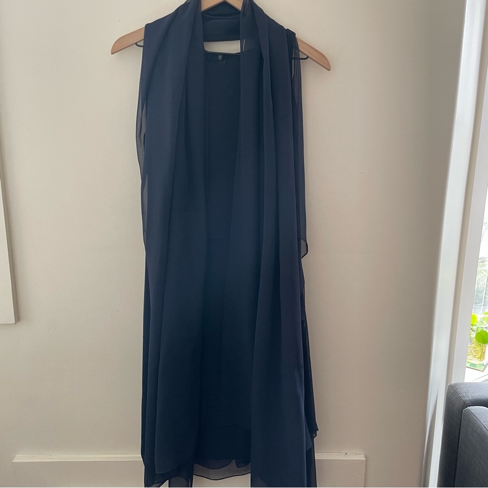 Morgane Le Fay Navy Silk Caelia Dress - Picture 6 of 10